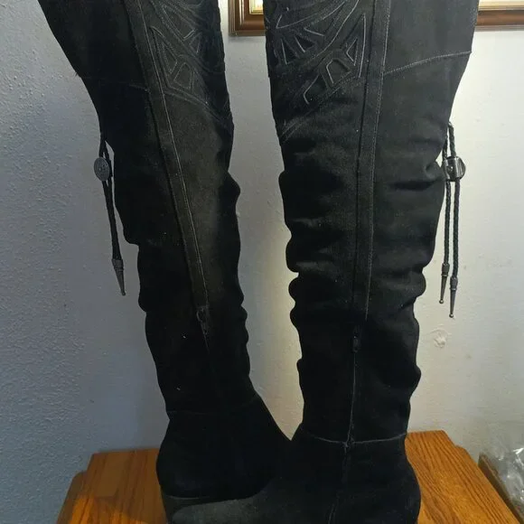 Matisse - Bolo - Suede - Over the Knee Boots - Black - Picture 3 of 10